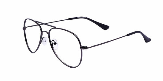 Zero Power Computer glasses: Gun Metal Aviator Full frame Eyeglasses For Men and Women - Specsview