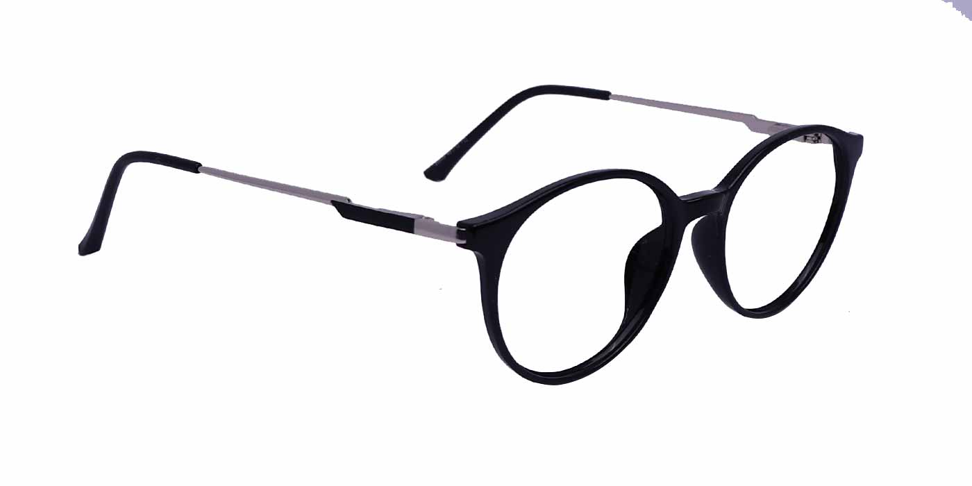Zero Power Computer Glasses: Black Round Full Frame Eyeglasses For Men & Women - Specsview