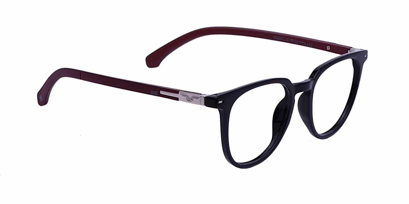 Zero Power Computer Glasses: Black Red Round Full Frame For Men & Women - Specsview