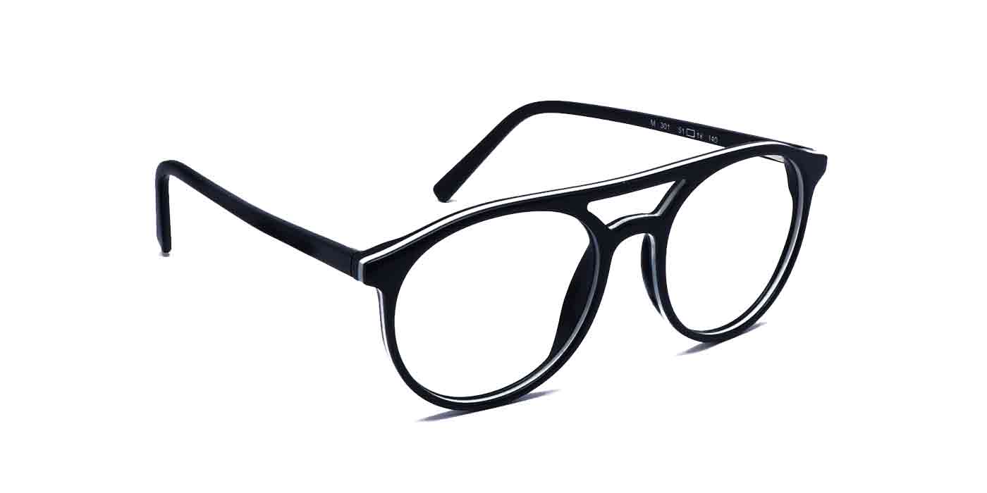 Zero Power Computer Glasses: Black Round Full Frame Acetate Eyeglasses For Men & Women - Specsview