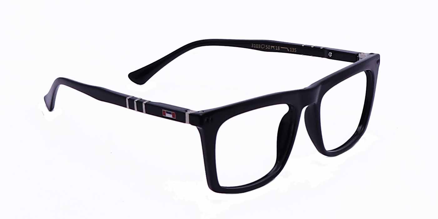 Black Rectangle Full Frame Eyeglasses For Men & Women - Specsview