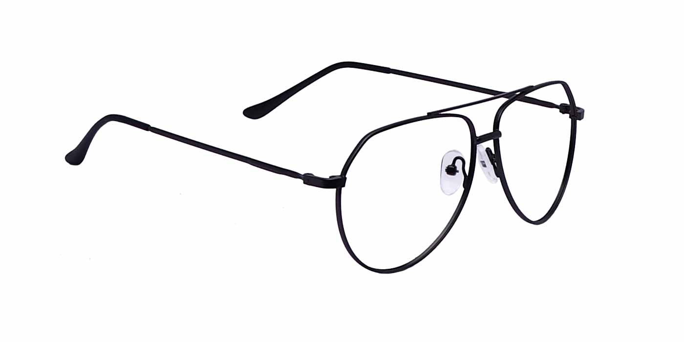 Zero Power Computer glasses: Gun Metal Aviator Metal Full Frame Eyeglasses For Men and Women - Specsview