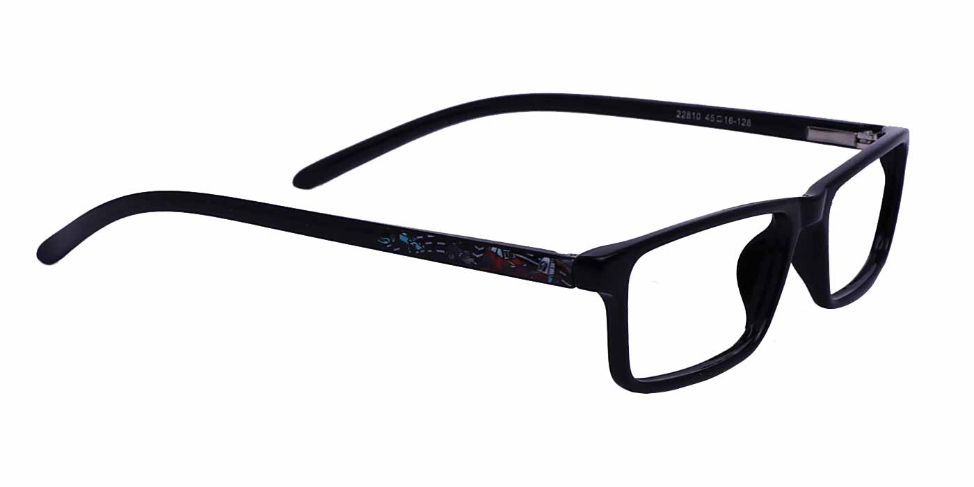 Black Rectangle Full Frame Eyeglasses For Kids - Specsview