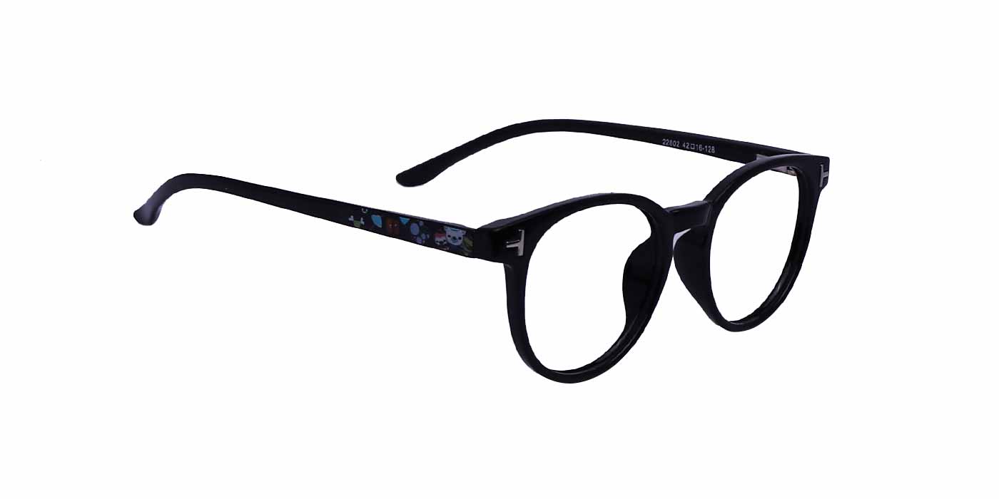 Black Round Full Frame Eyeglasses For Kids - Specsview