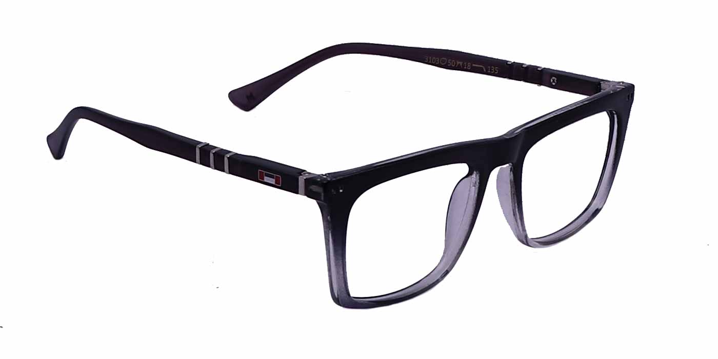 Zero Power Computer Glasses: Black Gradient Rectangle Full Frame For Men & Women - Specsview