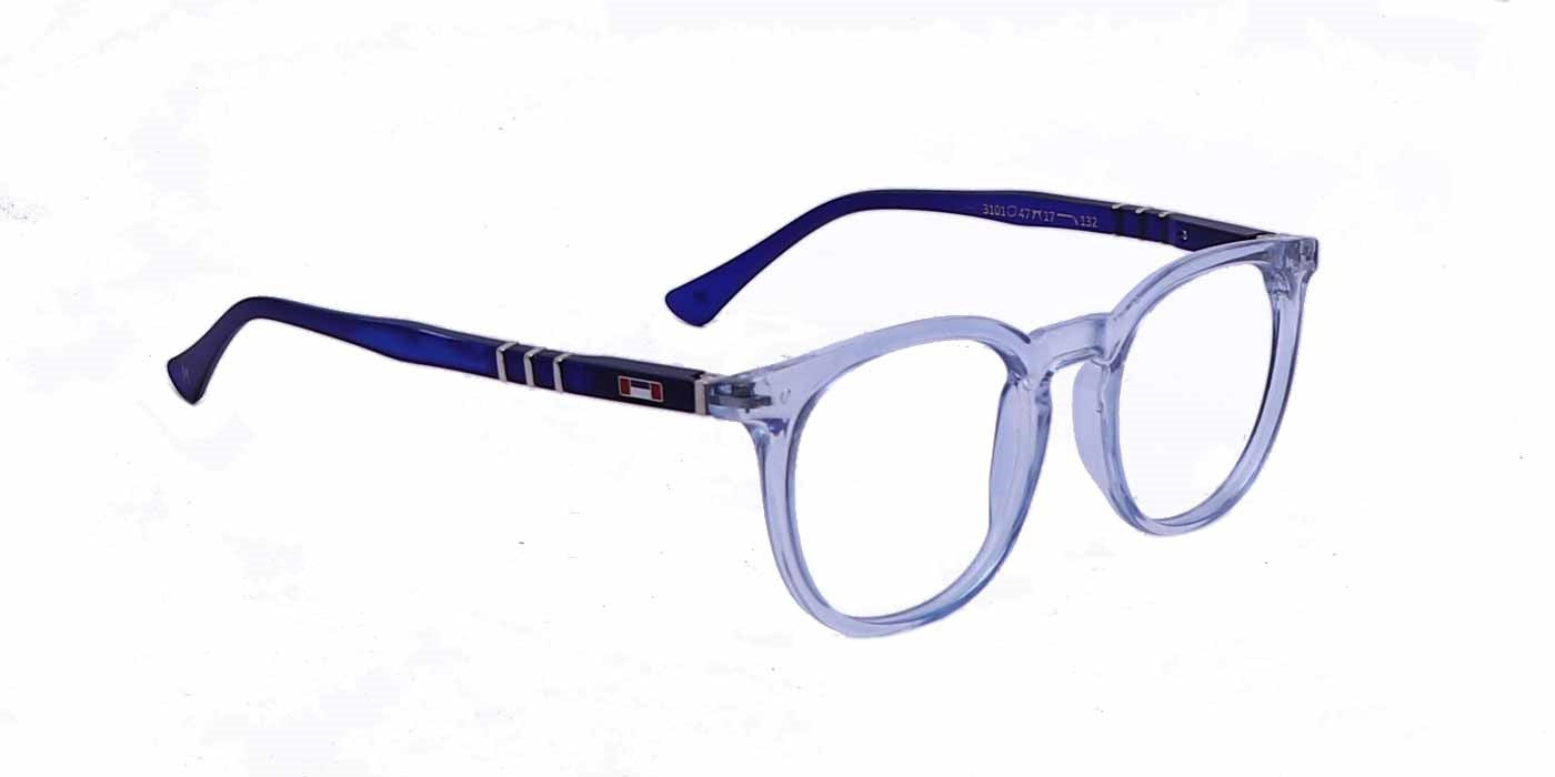 Blue Transparent Round Full Frame Eyeglasses For Men & Women - Specsview