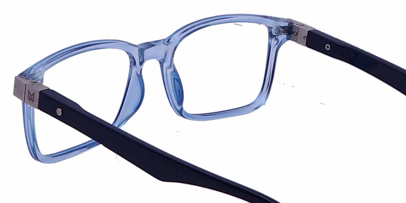 Zero Power Computer Glasses: Blue Transparent Rectangle Full Frame For Men & Women - Specsview