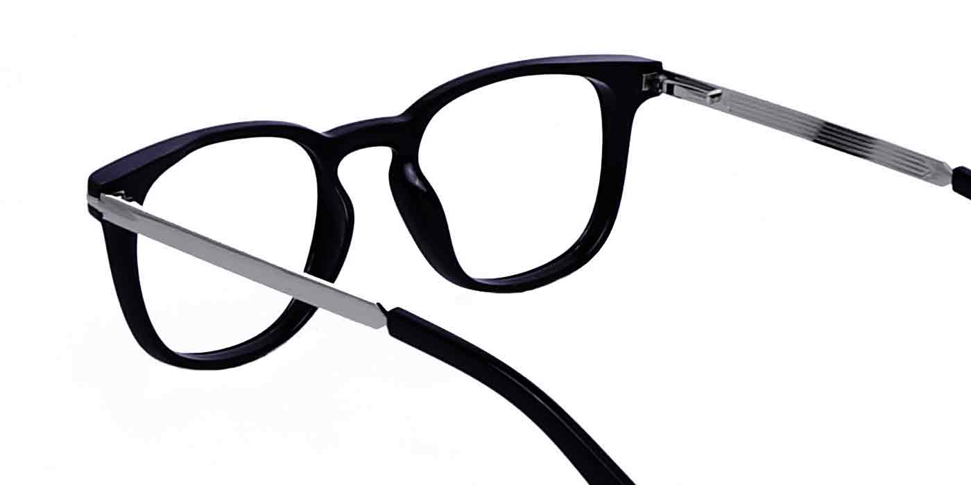 Black Silver Square Full Frame Eyeglasses For Men & Women - Specsview