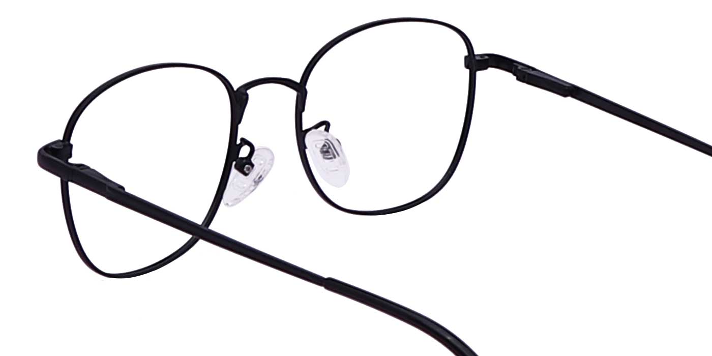 Zero Power Computer glasses: Black Square Metal Full frame Eyeglasses For Men and Women - Specsview