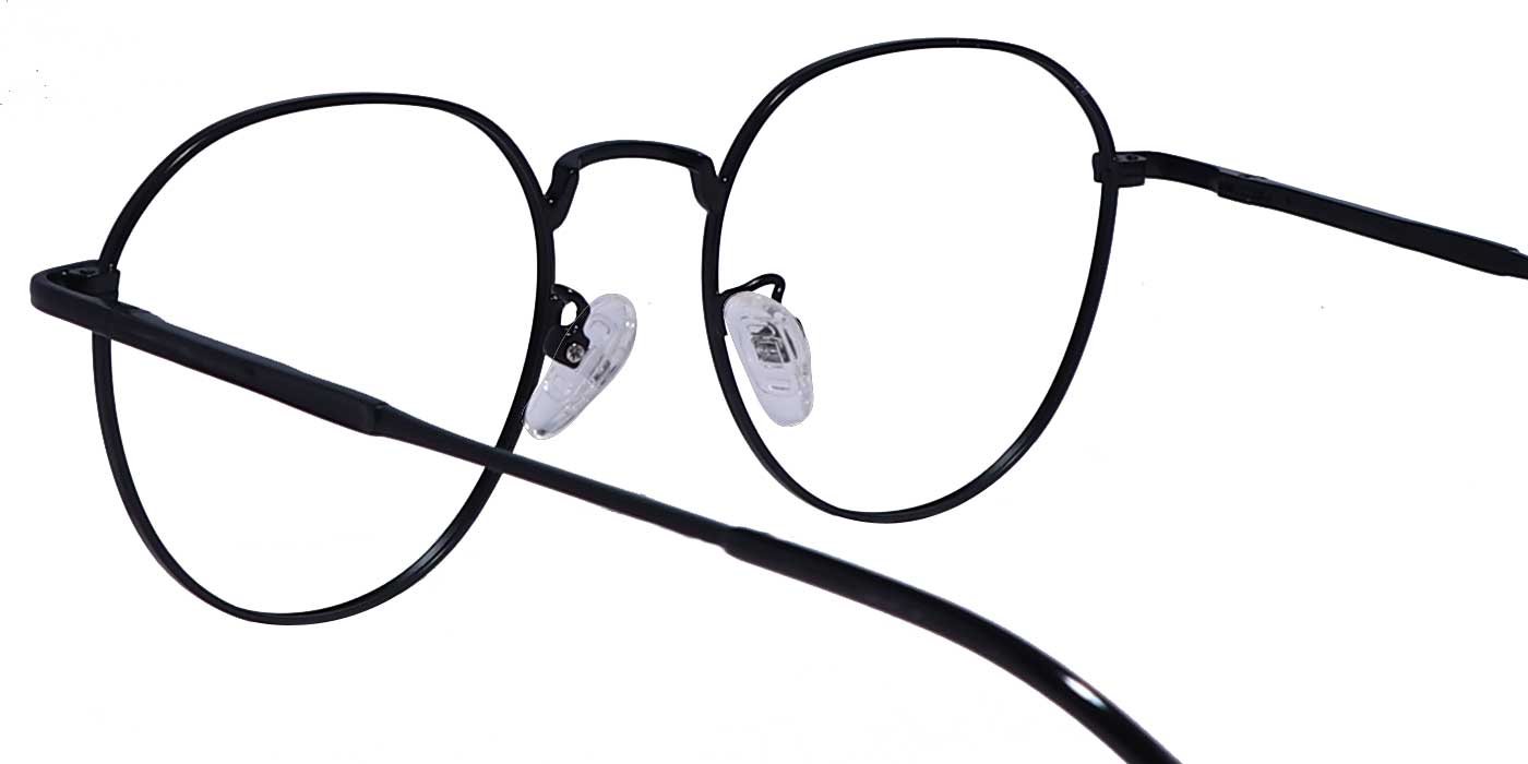 Zero Power Computer Glasses: Black Round Metal Full Frame For Men & Women - Specsview