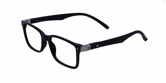 Zero Power Computer Glasses: Black Rectangle TR Full Frame For Men & Women - Specsview