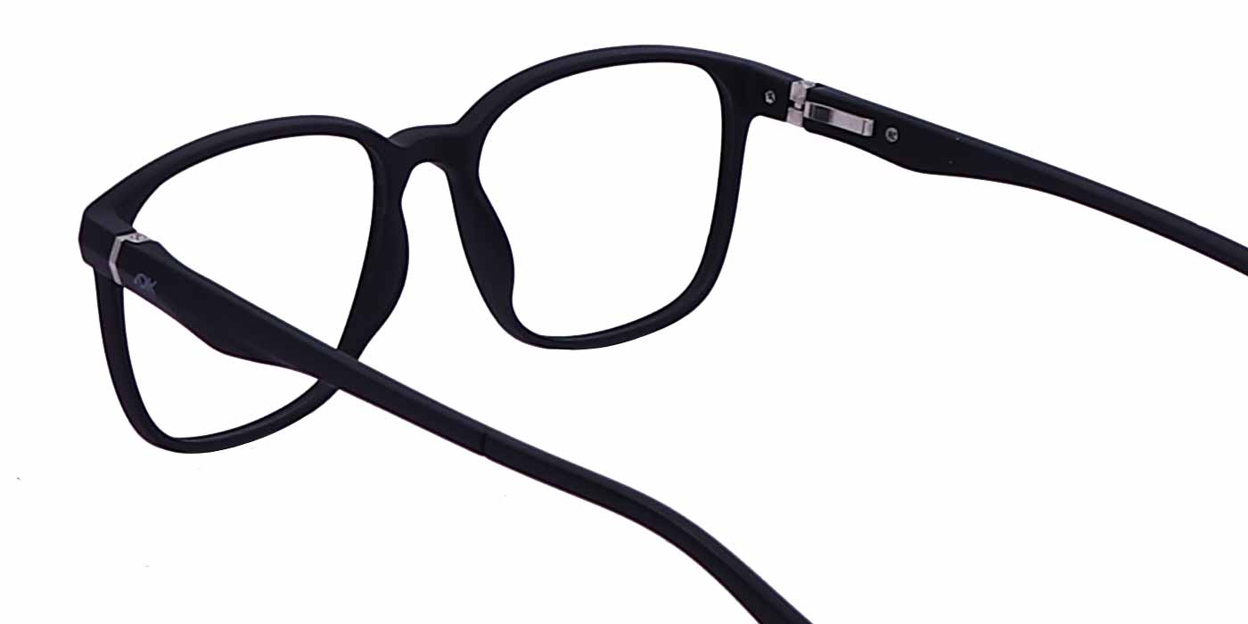 Zero Power Computer Glasses: Black Square Full Frame For Men & Women - Specsview