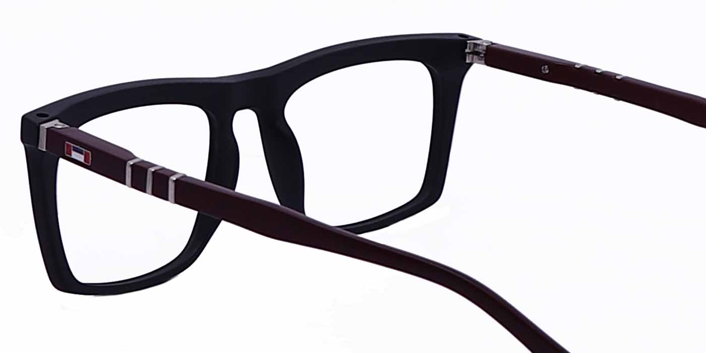 Black Red Rectangle Full Frame Eyeglasses For Men & Women - Specsview